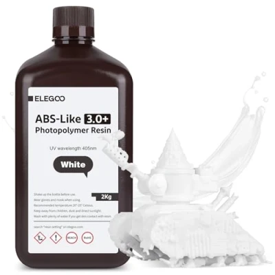 Image of ELEGOO Upgraded ABS Like Resin 3.0 PLUS, UV 3D Printer with Higher Precision and lower Shrinkage, Enhanced Strength Toughness Photopolymer + for LCD White 2000g