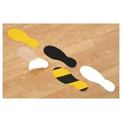 Image of Anti Slip Feet Standard Foot, Footprint Stickers for Floor, Self Adhesive, Marker H.240 x W.90 Clear Pack of 10