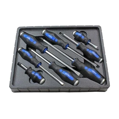 Image of US PRO Tools 8pc Go Through Screwdrivers Set Pozidriv &amp; Flat Head 1619