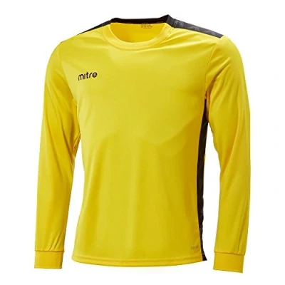 Image of Mitre Men Charge Long Sleeve Football Match Day Shirt Yellow/Black X Large/46 48 Inch