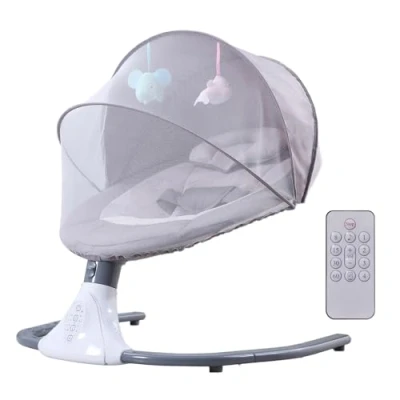 Image of Baby Swing Chair and Bouncer Electric with Remote Control Mosquito Net: 4 Speeds &amp; Timer 12 Preset Lullabies Supports BT Connection USB Flash Drive