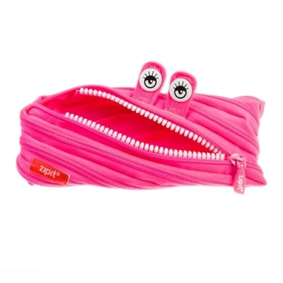 Image of ZIPIT Monster Pencil Case for Girls, Holds Up to 30 Pens, Machine Washable, Made of One Long Zipper! (Pink)