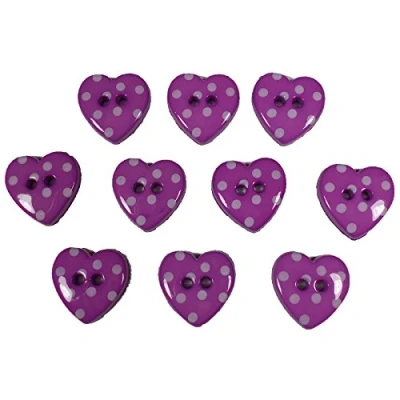 Image of Polka Dot Spot Small Heart Buttons 15mm Wide (10, Purple)