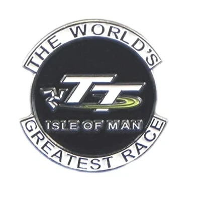 Image of Metal Enamel Pin Badge Biker Isle of Man TT Greatest Bike Race