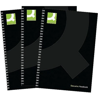 Image of Q Connect A5 Wirebound Book Black, Pack of 3