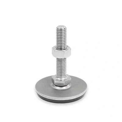 Image of Ganter Normelemente GN 41 40 M8 63 D3 SK Stainless Steel Adjustable Feet Rubber Vulcanised, Silver, Gewinde d2: M8X63