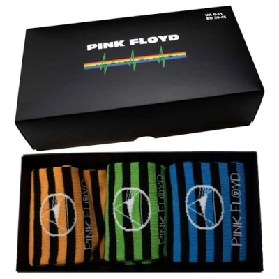 Image of SOCKSHOP Music Collection 3 Pair Pink Floyd Gift Boxed Cotton Socks Mono Prism One Size