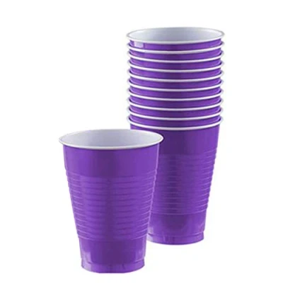 Image of Amscan International 552287 25 Plastic Cup, Purple, 10 x 355 ml
