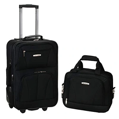 Image of Rockland Fashion Softside Upright Luggage Set, Black, 2 Piece Set (14/19),