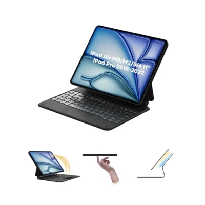 Image of EIP Keyboard Case Compatible with iPad Pro 11 inch 4th/3rd/2nd/1st, Air M2/5th/4th Magic Keyboard, Trackpad, 7 Color Backlight, Magnetic Detachable