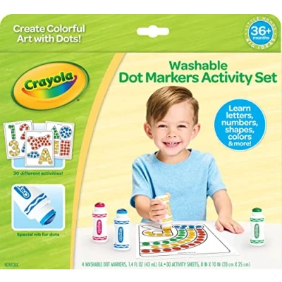 Image of Crayola Washable Dot Markers Activity Set, Educational Gift for Kids, 3, 4, 5, 6
