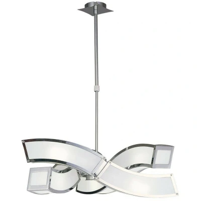 Image of Duna E27 Ceiling Pendant 3 Arm 6 Light E27, Polished Chrome, White Acrylic