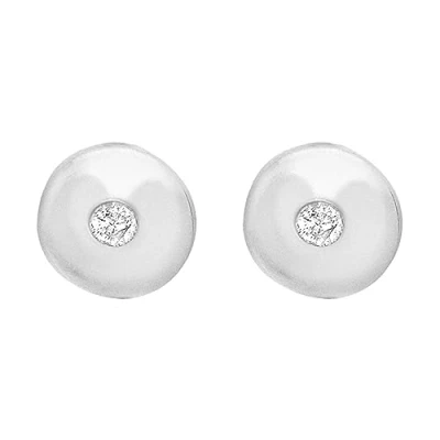 Image of Tuscany Silver Women&#039;s Sterling Cubic Zirconia 5 mm Round Disc Stud Earrings