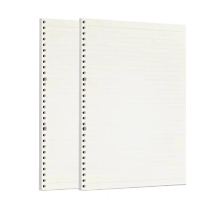 Image of Zelten 2 Pack A4 90 Sheets/180 Pages Lined Loose Leaf Punched Paper Refills for 30 Hole Binder Personal Organizer Diary Notebook Refillable Planner