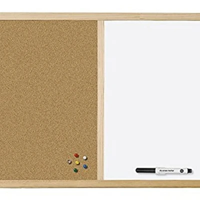 Image of Bi Office Budget Wood Frame Combination Board, Cork And Whiteboard Dry Wipe Memo 80 x 60 cm