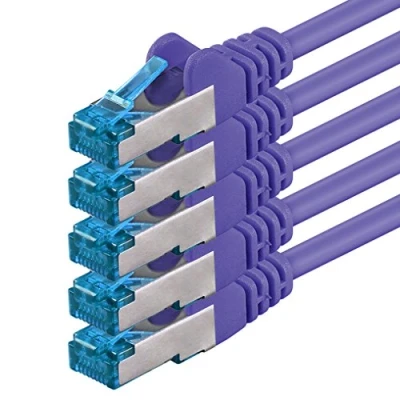 Image of 1aTTack.de 5 X 3 M CAT6a Ethernet Network Patch cable 10000 Mbit s SFTP PIMF 500 MHz purple