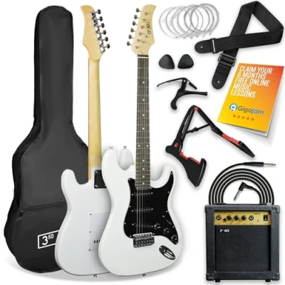 Image of 3RD AVENUE Full Size 4/4 Electric Guitar Bundle White, White
