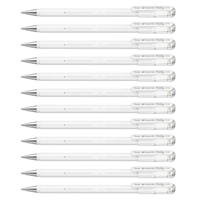 Image of Hybrid Milky K108 PW Gel Ink Rollerball Pen White Brilliant on Bright and Coloured Papers 0.8 mm Line Width