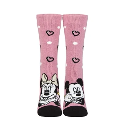 Image of Women&#039;s 1 Pair SOCKSHOP Heat Holders Disney 1.6 TOG Lite Minnie Mouse Thermal Socks Pink 4 8