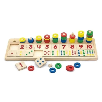 Image of Viga Wooden Count &amp; Match Numbers Set Childrens Maths Learning Toy