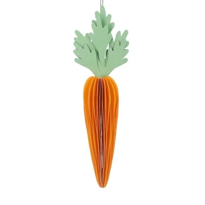 Image of Gisela Graham Honeycomb Paper Carrot Easter Decoration
