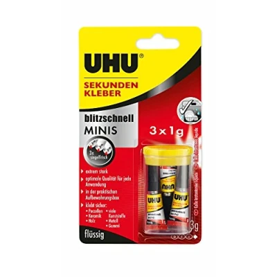 Image of Uhu 45415 Super Glue Lightning Fast Minis 3 x 1G