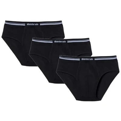 Image of ABANDERADO Men&#039;s Pack De 3 Slips Con Cinturilla Extra Suave Briefs, Black, Medium
