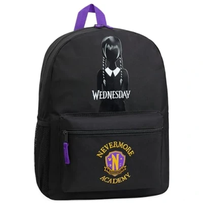 Image of Wednesday School Backpack for Kids and Teenagers 37 x 29cm with Water Bottle Pocket Girls Gifts (Black/Yellow)