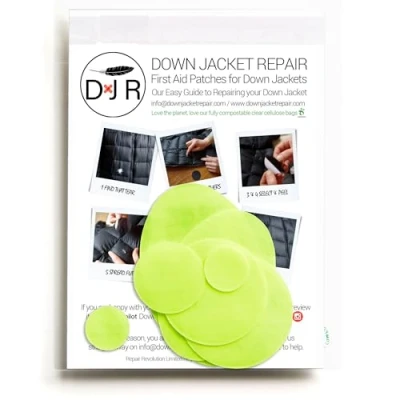 Image of DOWN JACKET REPAIR PATCHES: Easy to Use, Pre Cut, Self Adhesive, Waterproof, Tear Resistant Ripstop Nylon Fabric for Repairing Clothing, Sleeping Bags, Tents, Outdoor Gear Fluro Yellow