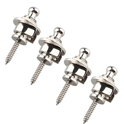 Image of Futheda 4PCS Guitar Strap Button Locker End Pins Silver Alloy Anti stripping Lock System for Bass Professional Durable in Chrome