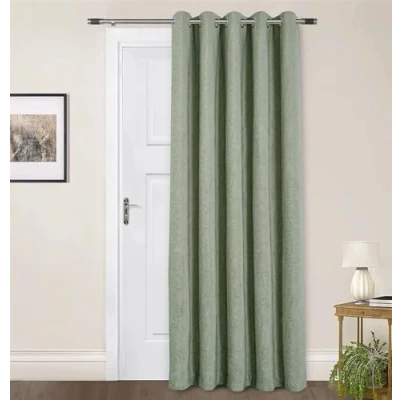 Image of Amberley Eyelet Ring Top Door Curtain Sage Green 66x84&#039; (168x213cm) Sundour
