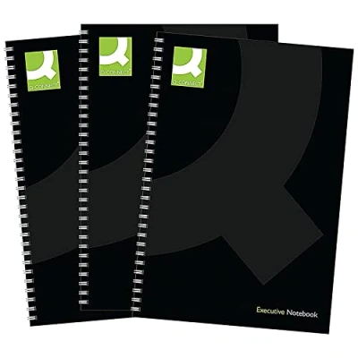 Image of Q Connect Hardback Wirebound Book, A5, Black, Pack of 3