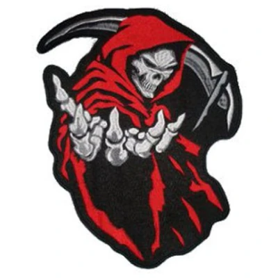 Image of Grim Reaper (Red) Patch 16cm x 13.5cm (6 1/4&quot; 5&quot;)