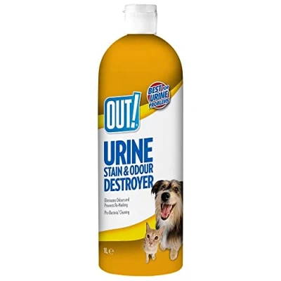 Image of OUT! Urine Stain &amp; Odour Destroyer for Pets Enzymatic Pro Bacteria Cleaner 1 Litre