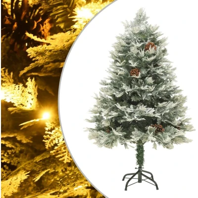 Image of vidaXL Pre lit Christmas Tree with Pine Cones Green 150 cm PVC&amp;PE