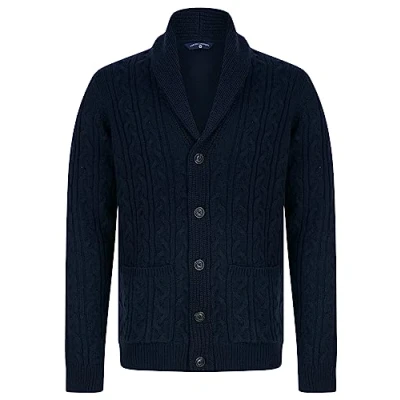 Image of Tokyo Laundry Manji Cable Knitted Cardigan with Shawl Collar Ink L
