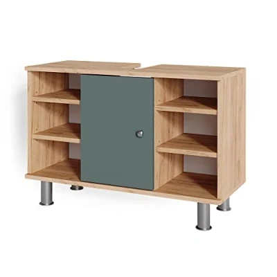 Image of Vicco Sink base cabinet Fynn, Green/Gold power oak, 80 x 54 cm