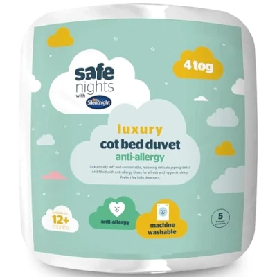 Image of Silentnight Safe Nights Luxury Cot Bed Duvet, White, 4 Tog