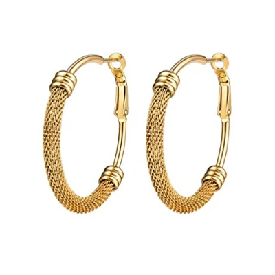 Image of Big Circle Hoop Earrings For Women Gold Plated Hollow Punk Hip Hop Jewelry