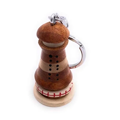 Image of H Customs Lighthouse Seafaring Wood Noble Handmade Keychain Pendant