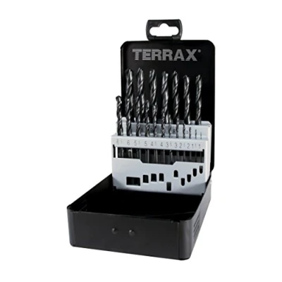 Image of TERRAX A205210 Juego brocas DIN 338 tipo N HSS laminadas 19 piezas