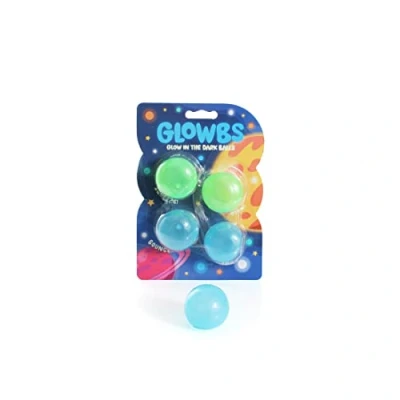 Image of Glow in the Dark Balls Pack of 12 Set 4 Glowbs Assorted Colours Kids Squishy Fun Christmas Stocking Filler Childs Party Bag Fidget Games