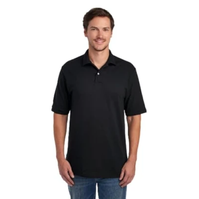 Image of Jerzees Men&#039;s Polo Shirts, SpotShield Stain Resistant, Sizes S 5x, Short Sleeve Black, XXL