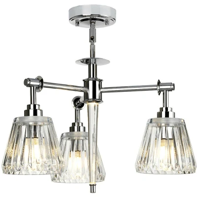 Image of Agatha 3 Light Multi Arm Ceiling Pendant Polished Chrome IP44, G9