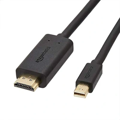 Image of Amazon Basics HDMI to Mini DisplayPort Display Cable, 1080p, Gold Plated Plugs, 1.83 m, Black