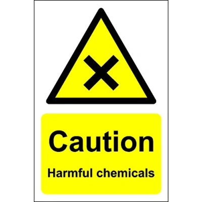 Image of Caution Harmful Chemicals Safety Signs Self Adhesive Sticker 200mm x 150mm