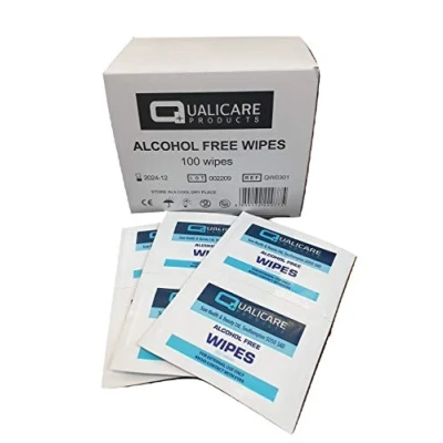 Image of 1 Box of 100 Alcohol Free Wipes Sterile Antiseptic Cleansing Hand or Facial Wipe