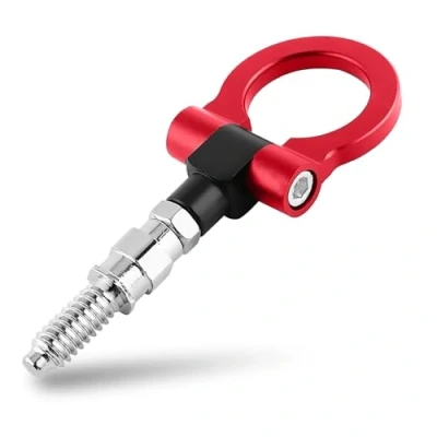 Image of Car Towing Eye, Universal Aluminum Alloy Eye Tow Hook Ring Kit for E Series(Red)