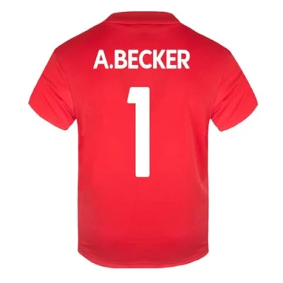 Image of Liverpool FC Boys A.Becker 1 Poly T Shirt Red White 6 7 Years