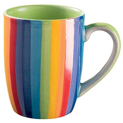 Image of Purity Style Hand Painted Rainbow Vertical Stripe Mug